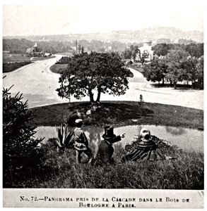Panoramic view of the Bois de Boulogne, taken from the waterfall, c.1860-70 by French Photographer
